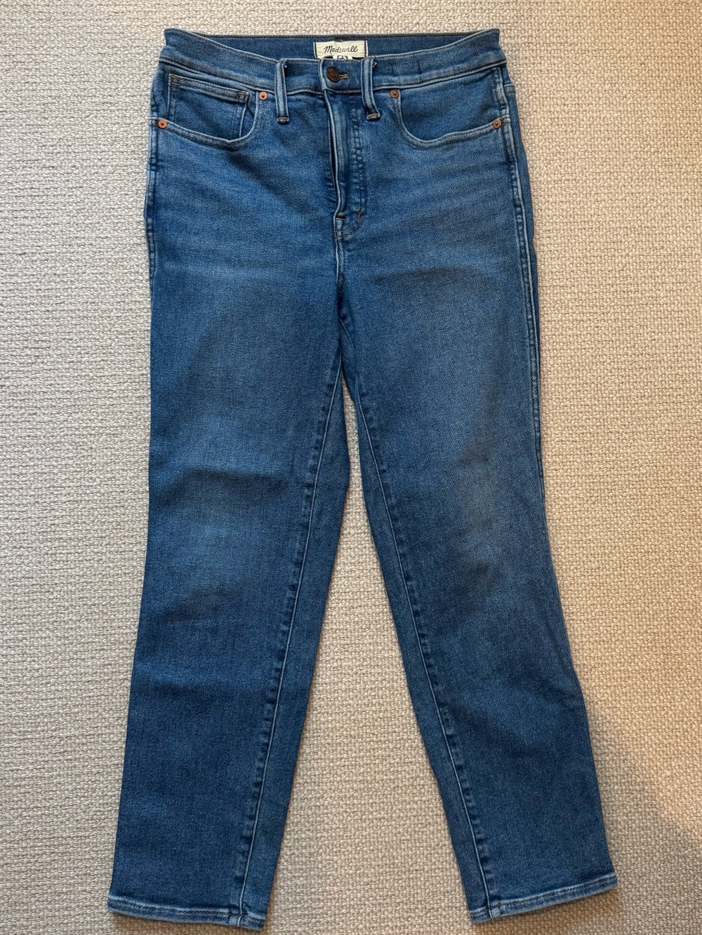 Madewell Stovepipe Jeans in dark and medium wash - Picture 2 of 6